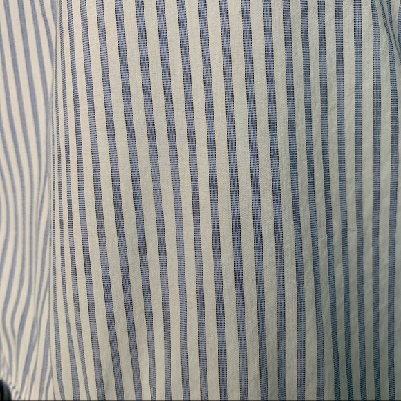 THEORY Poplin Blue & White Striped Scoop Neck Short Sleeve Blouse Size Small - Picture 4 of 16